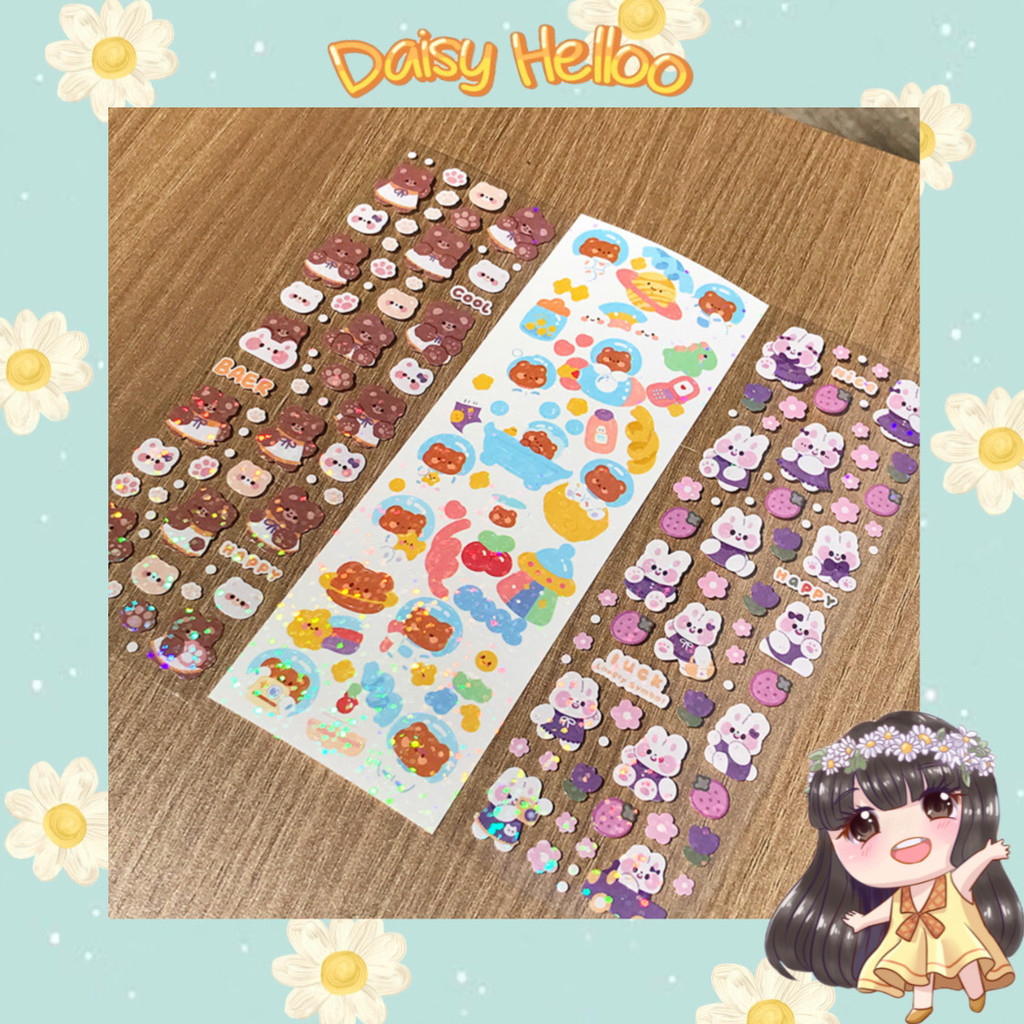 

Stiker 1 Lembar Karakter Bear Rabbit Efek Blink Aesthetic Sticker Cute Korea Stationery Anak Effect Rainbow Bujo Deco Jurnal Atk Bjm Banjar Banjarmasin DaisyHelloo