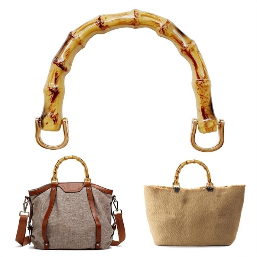 Handle Gagang Tas Bambu Untuk Handle Bag Tas Material Bambu Dan Kait Emas Pegangan Tas / Handle Bag