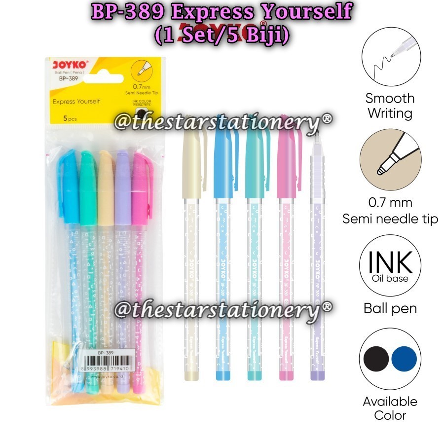 

(1 Set Isi 5 Biji) Bolpen Joyko BP-389 Express Yourself 0.7 mm / Pulpen Pena Joyko BP389 0.7 mm / Joyko BP 389