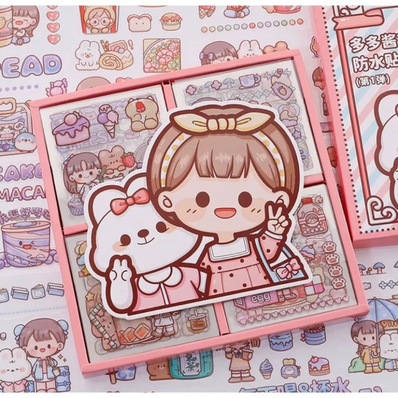 

[PROMO BULAN INI !!!] [72 Lembar] Stiker Box Aesthetic Edisi Girl Cewe Lucu Sticker Waterproof Tahan Air Bening Kartun Gadis 1 Kotak Dus Dodo TLD80