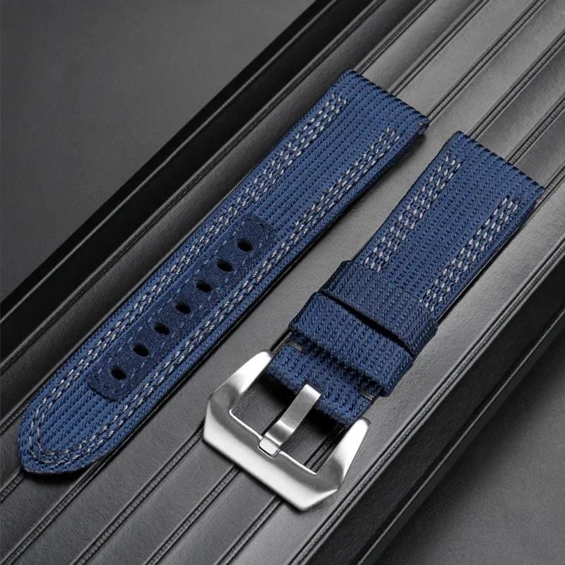 24mm 26mm Nylon Canvas  Watch Strap for Panerai 00984 985 Luminor Accessories Bracelet Black Blue