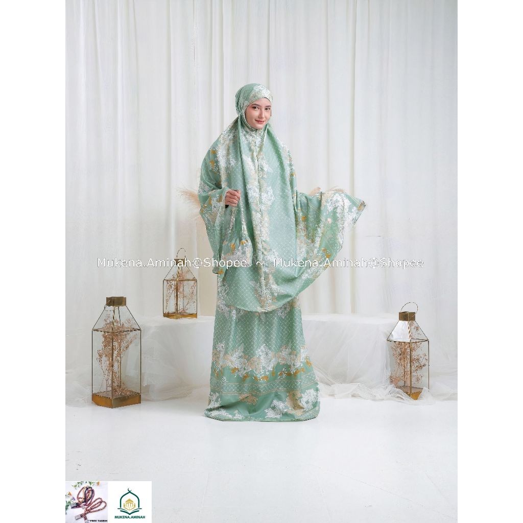 MUKENA DEWASA AZURA HASYA 2IN1 RESLETING TRAVEL KATUN MOTIF