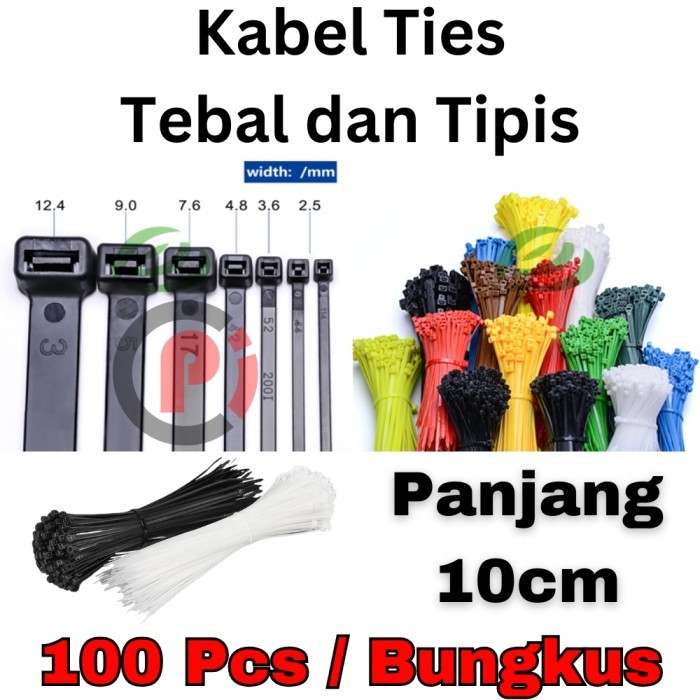 

Kabel Ties TEBAL Ukuran Panjang 3.6mm x 10cm / 2.5mm x 100mm Isi 100 Pcs Nylon Ties Zip Tie Tis Ikat