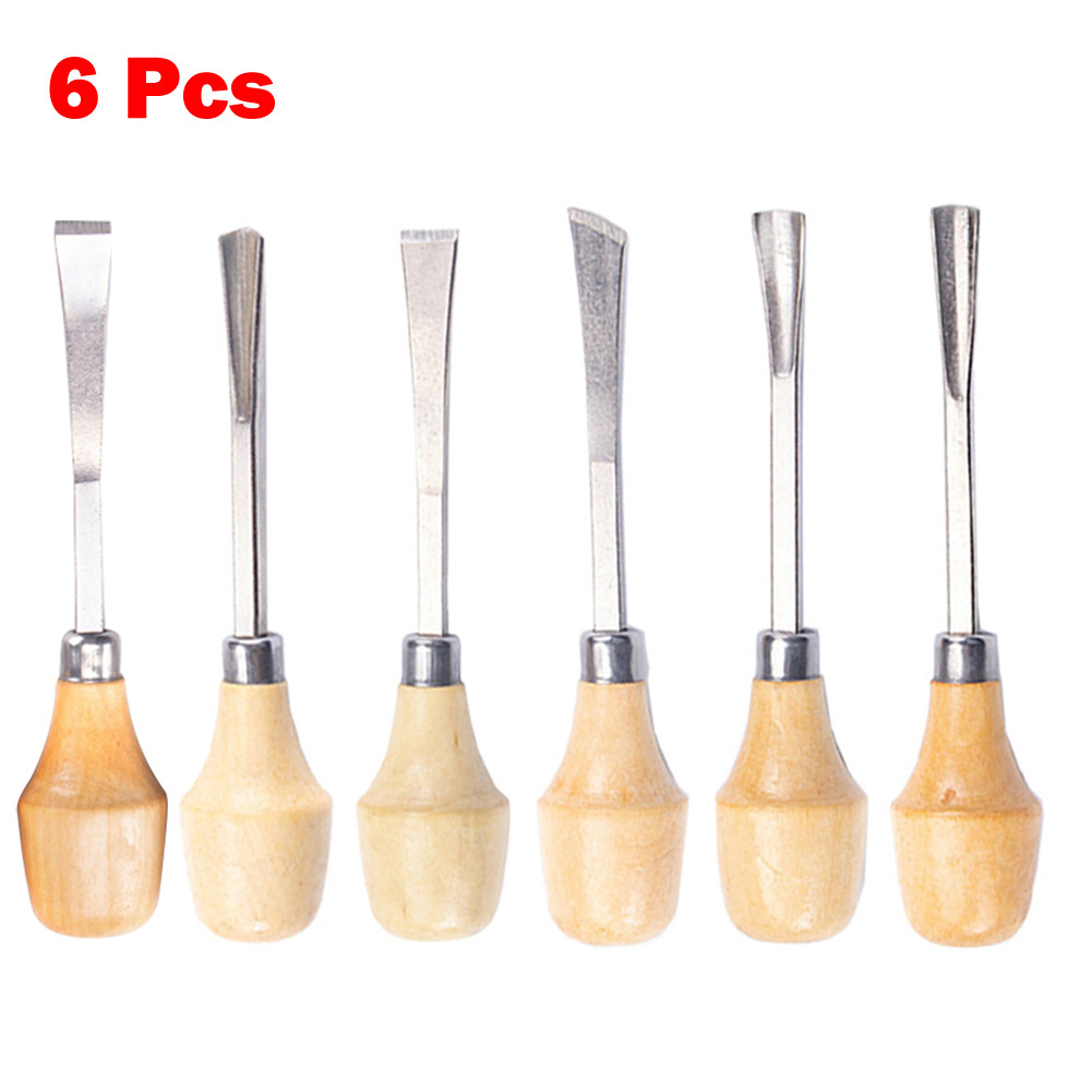 

Wood Carving Chisels for Detailed Carving, 6 Piece Set with Straight, Semicircle, Flat, and Oblique Mouth Options