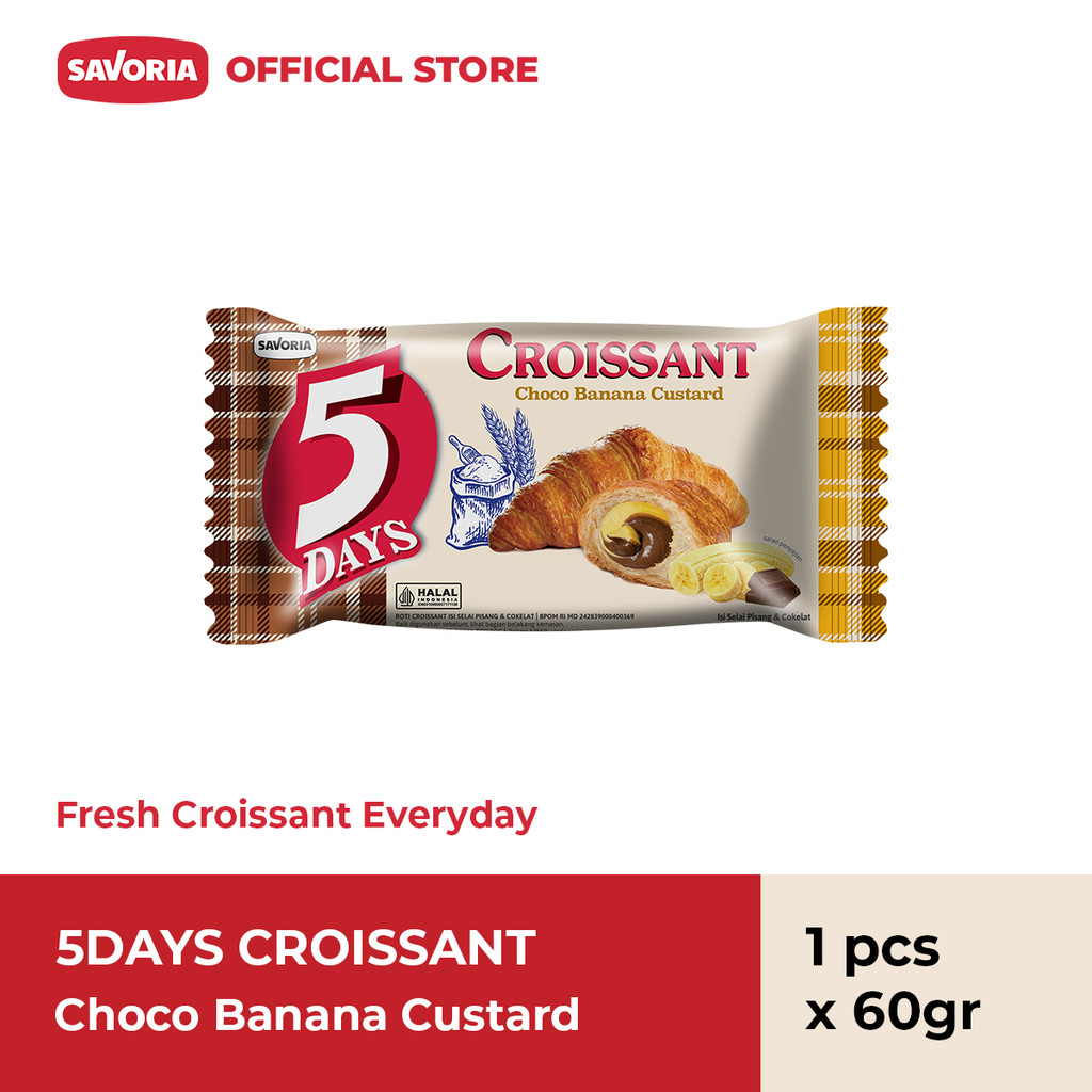 

5 Days Croissant Choco Banana Custard - Roti Croisant Coklat Pisang 60g