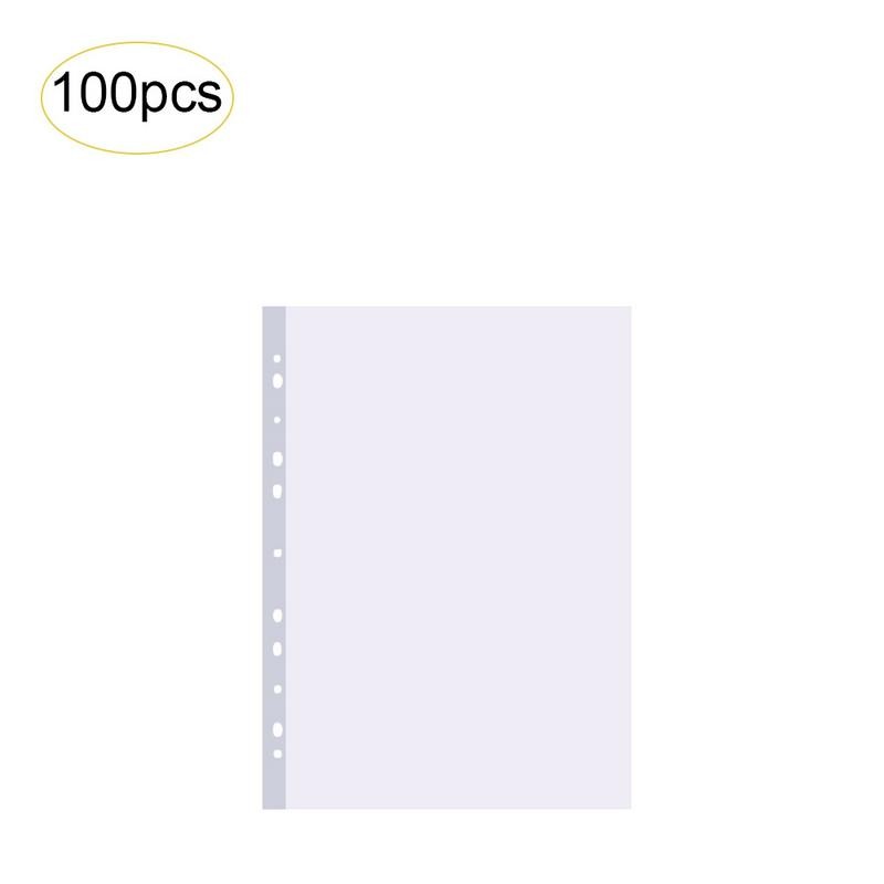 

100pcs Briefcase Bag For Documents Ultra Thin A4 Plastic 11-Hole Loose Leaf Transparent Sheet Document Protector File Folder Bag