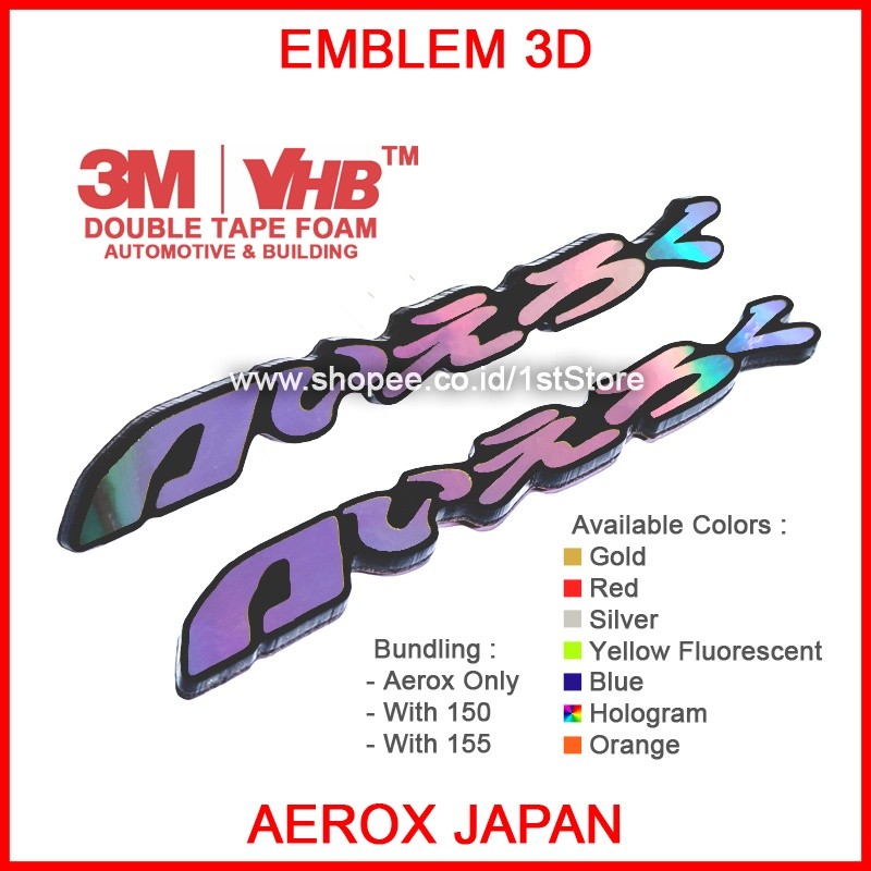 EMBLEM AEROX JAPAN 3D BADGE LOGO TIMBUL YAMAHA AEROX155 OLD ALL NEW S MIO NVX VVA CONNECTED STANDARD