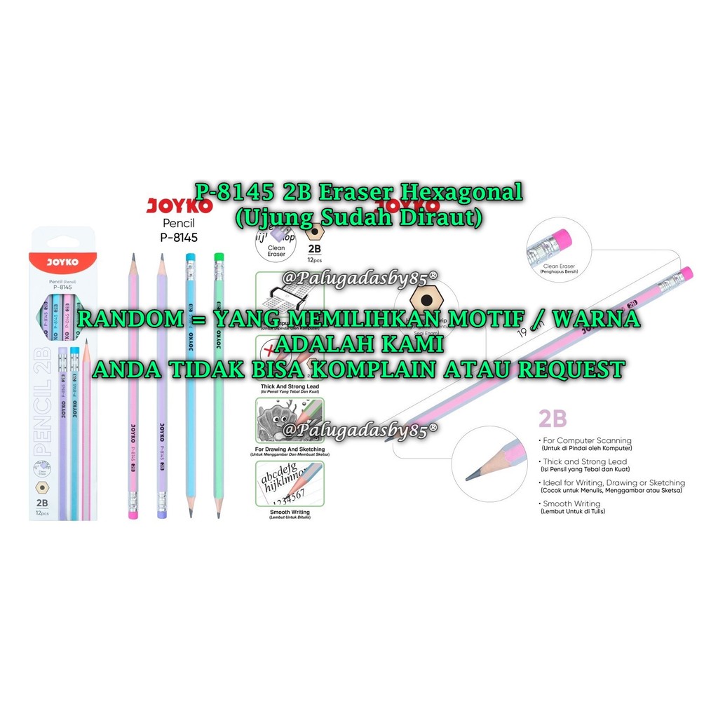 

(1 Pak Isi 12 Pcs) GROSIR Pensil JOYKO P-8145 2B / Pencil Pensil Joyko P-8145 2B (1 Pak Isi 12 Pcs)