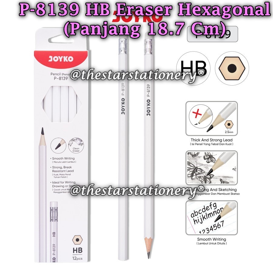 

(1 Pack Isi 12 Pcs) GROSIR Pensil JOYKO P-8139 HB / Pencil Pensil Joyko P-8139 HB (1 Pak Isi 12 Pcs)