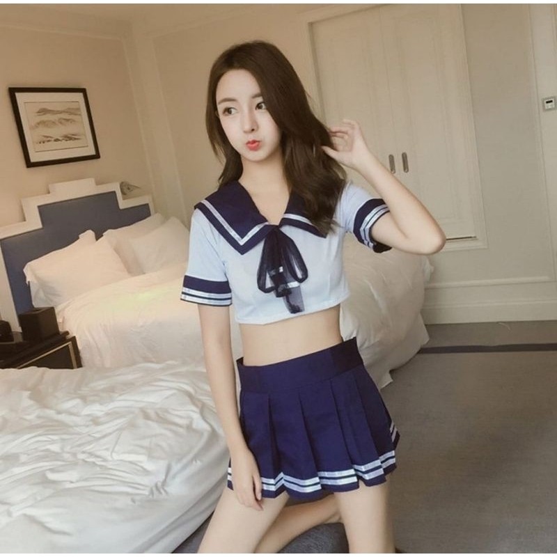 Baju Tidur Lingerie Wanita Cosplay Seragam Sekolah Piyama Baju Dinas Malam Nightdress Sexy Transpara