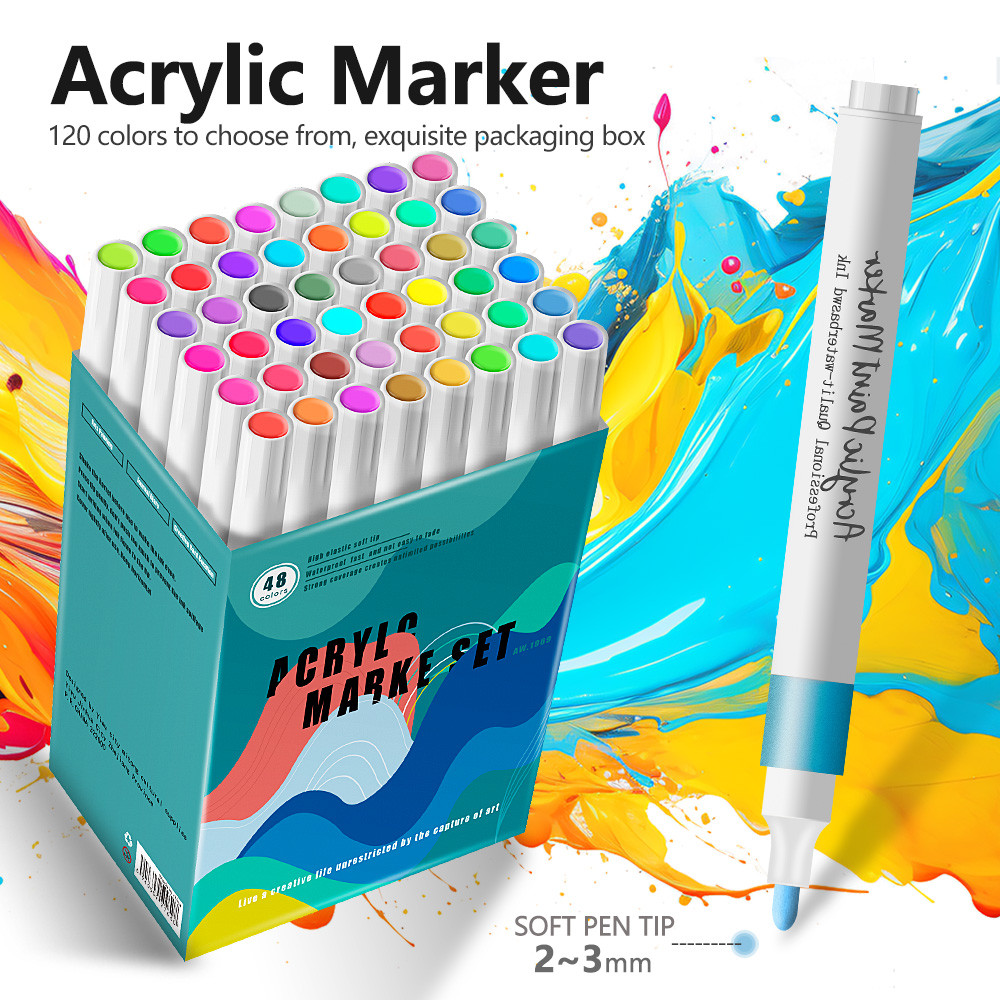 

12-120 Colors Acrylic Marker Pen Set Art Graffiti For Stone Ceramic Glass Wood DIY Crafts Card Making Art Supplies