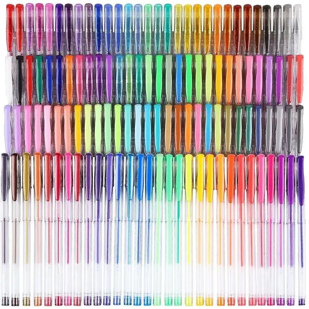

100 Colors Gel Pen Set Glitter Metallic Colored Ink For Adult Coloring Drawing Marker Pens Scrapbooks Journals Art Supplies