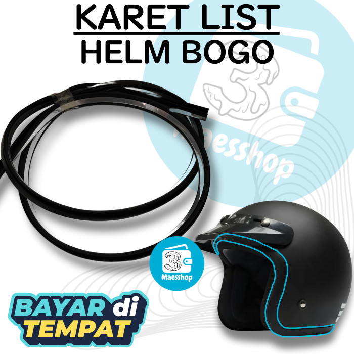 List Karet Helm Halfface, Hitam CROME KARET LIST HELM BOGO / karet helm/ lis /list helm