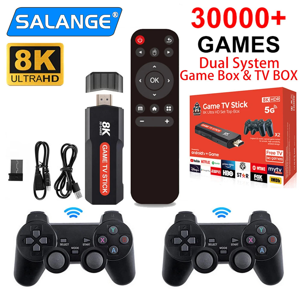 Q9 Game Console TV BOX X2 PLUS 8K Retro Video Games Console with Wireless Controller, 64G Storage Bu