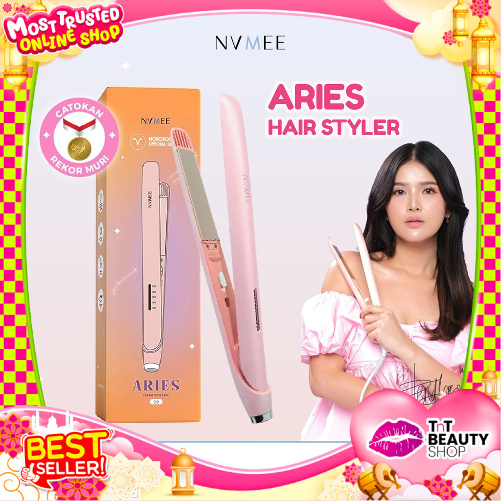 NVMEE- Catokan Pelurus Pengeriting Aries Hair Styler New Version Slim Dan Elegant | TnT Beauty Shop