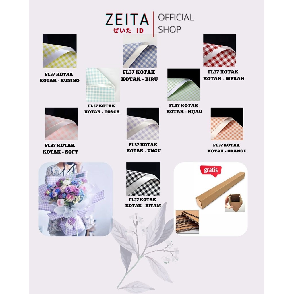 

Zeita - FL37 KOTAK KOTAK Kertas Bunga Paper Buket Motif Summer Plaid Kotak Kado Florist Cellophane