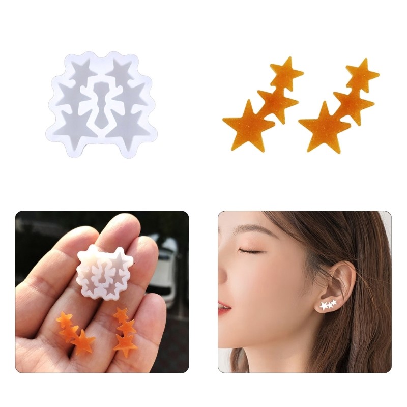 

R3MC Ear Studs Silicone Molds for Resin Star Earrings Mold for DIY Jewelry Making