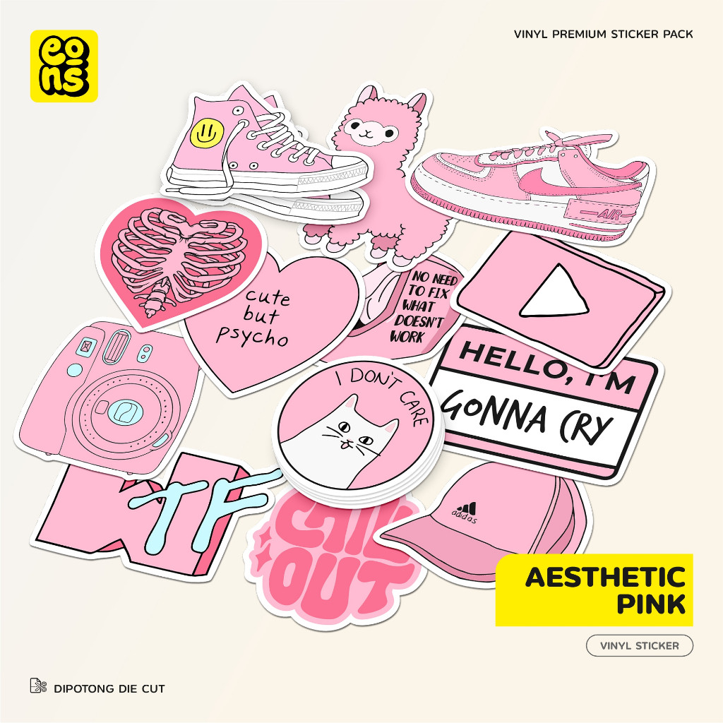

STIKER PACK FASHION PINK DIE CUT WATERPROOF AESTHETIC- UNTUK LAPTOP, MOTOR, DAN HELM - PAPER STATIONERY