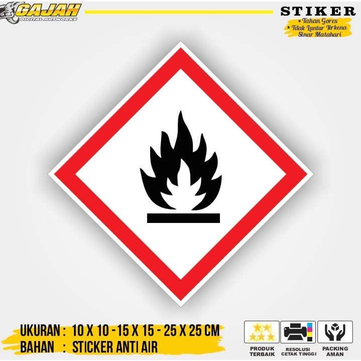 

Sticker Label Tanda Simbol Limbah B3 Stiker Bahan Berbahaya Dan Beracun Stiker Hazmat Mudah Terbakar