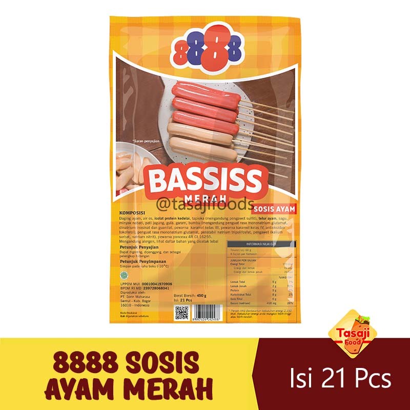 

8888 Basis Merah Isi 21 Pcs 400 Gram Sosis ayam