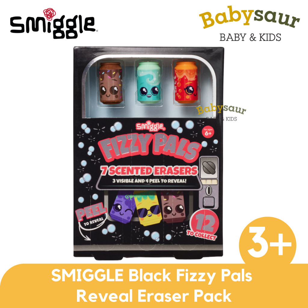 

SMIGGLE 100% Original Black Fizzy Pals Reveal Eraser Pack Perlengkapan Sekolah Alat Tulis Anak Laki Laki