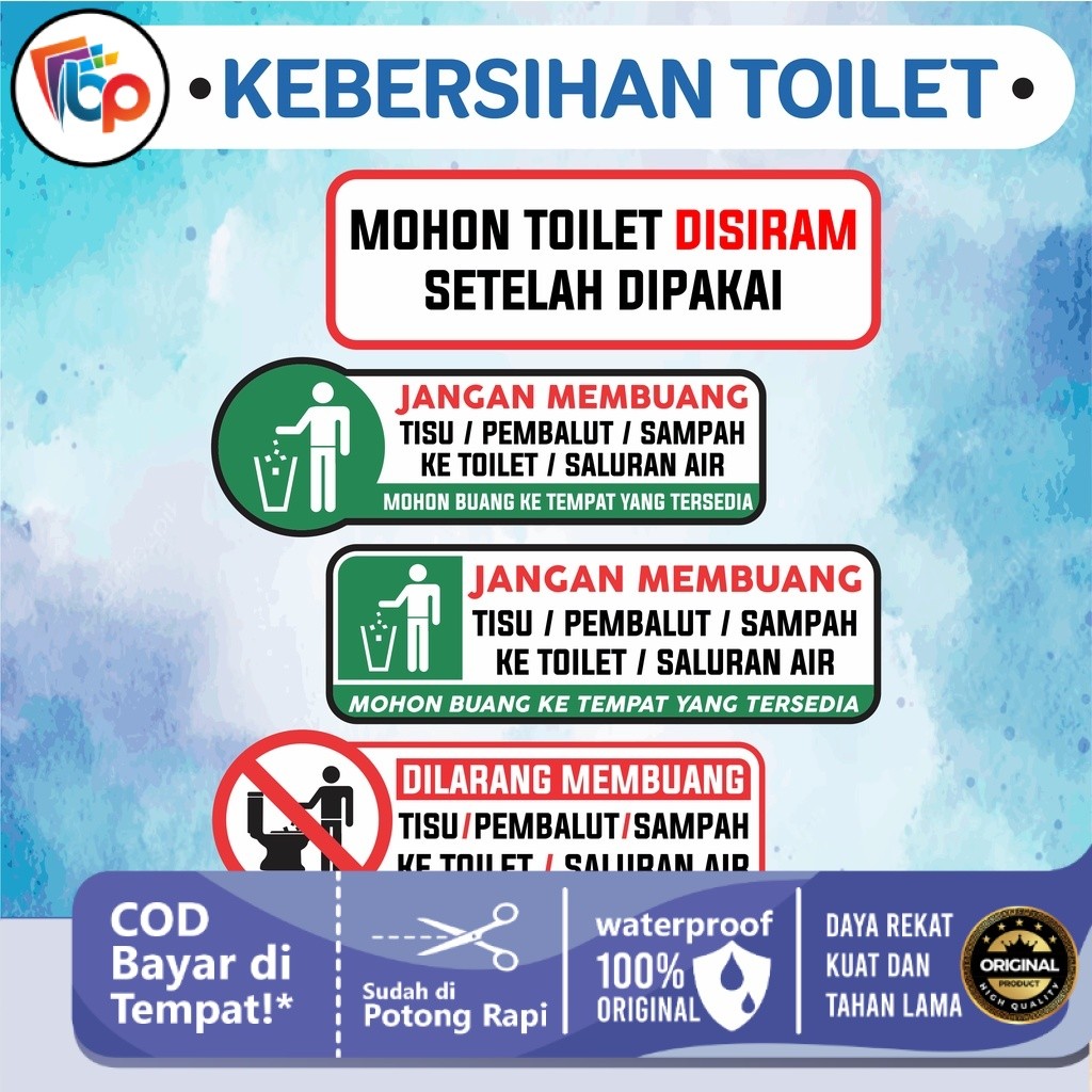

Stiker Kebersihan Toilet Anti Air Laminasi Glossy Stiker Toilet PRIA WANITA