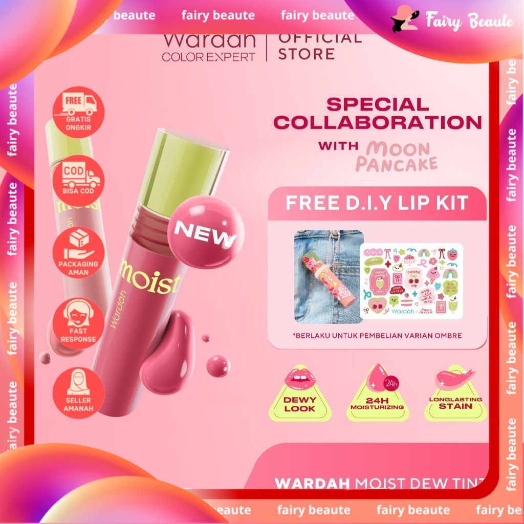 WARDAH Moist Dew Tint 3 g - Liptint yang Mengadung Oatmilk dan Pentavitin - Ombre Tint melembabkan