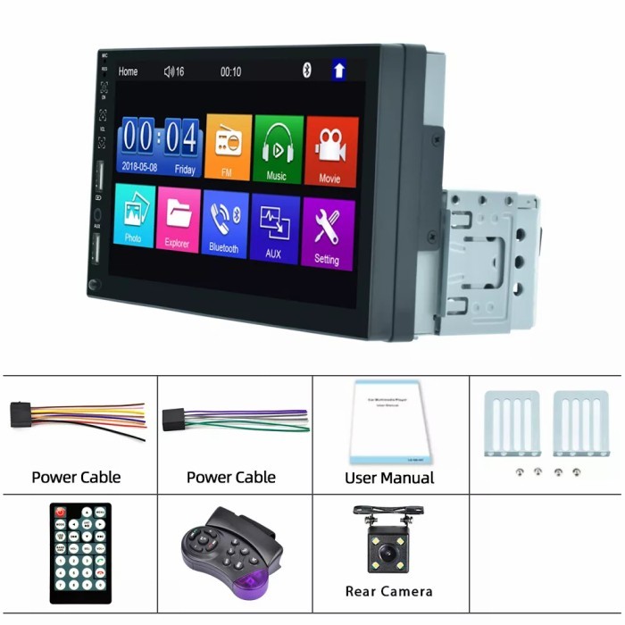 Headunit Bluetooth Single Din Android Head Unit Radio Car Universal - dengan kamera