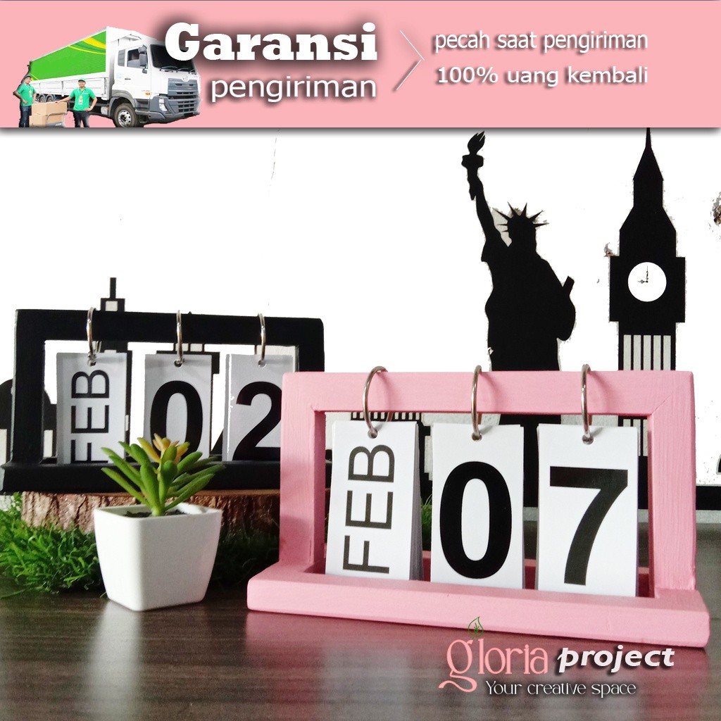 

gt63ws Countdown ornamen kalender kecil Kreatif kayu diy flip kalender kalender meja terlaris