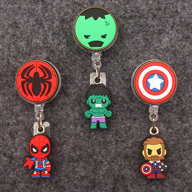 

Double Head Shield Man Badge Reel Nurse Workers Enfermera ID Holder Girl Boy Retractable Name Card Holder Accessory