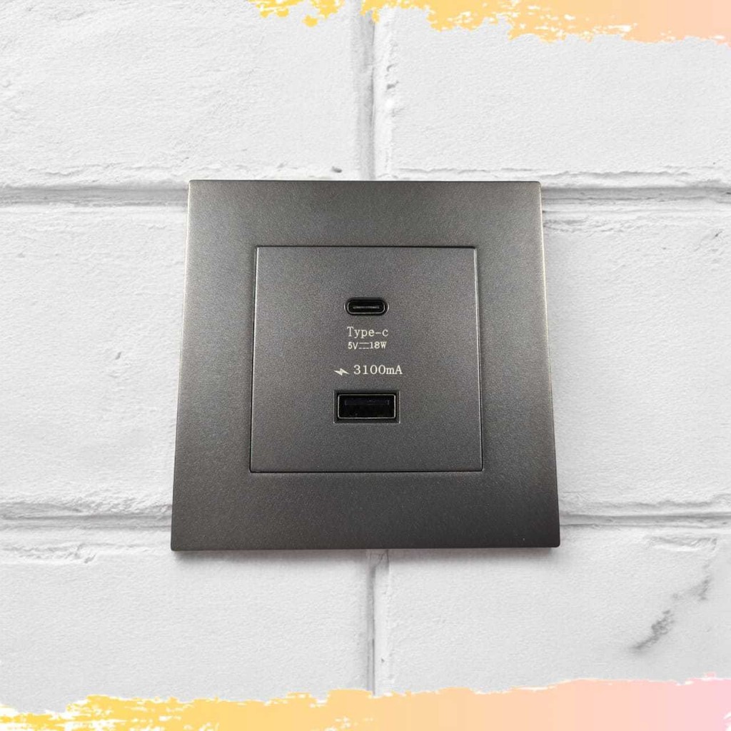 EIOMR Stop Kontak Dinding USB Type C Multi Port Wall Socket 5V/3.1A - E86 - SA