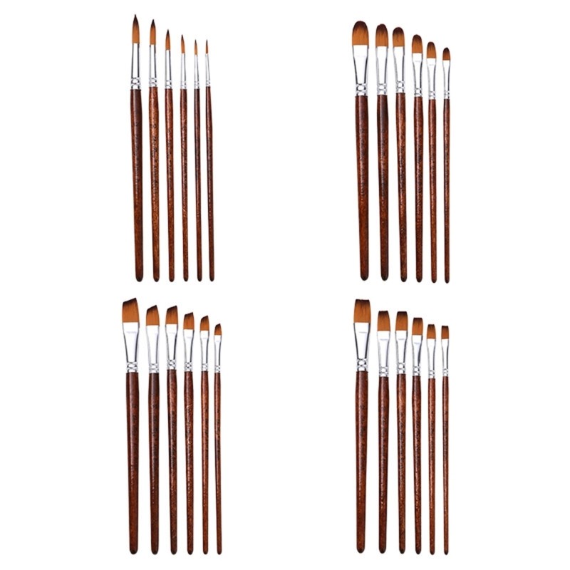 

6Pcs Artist Paint Brush for Beginner Oil Acrylics Watercolor Gouache Painting