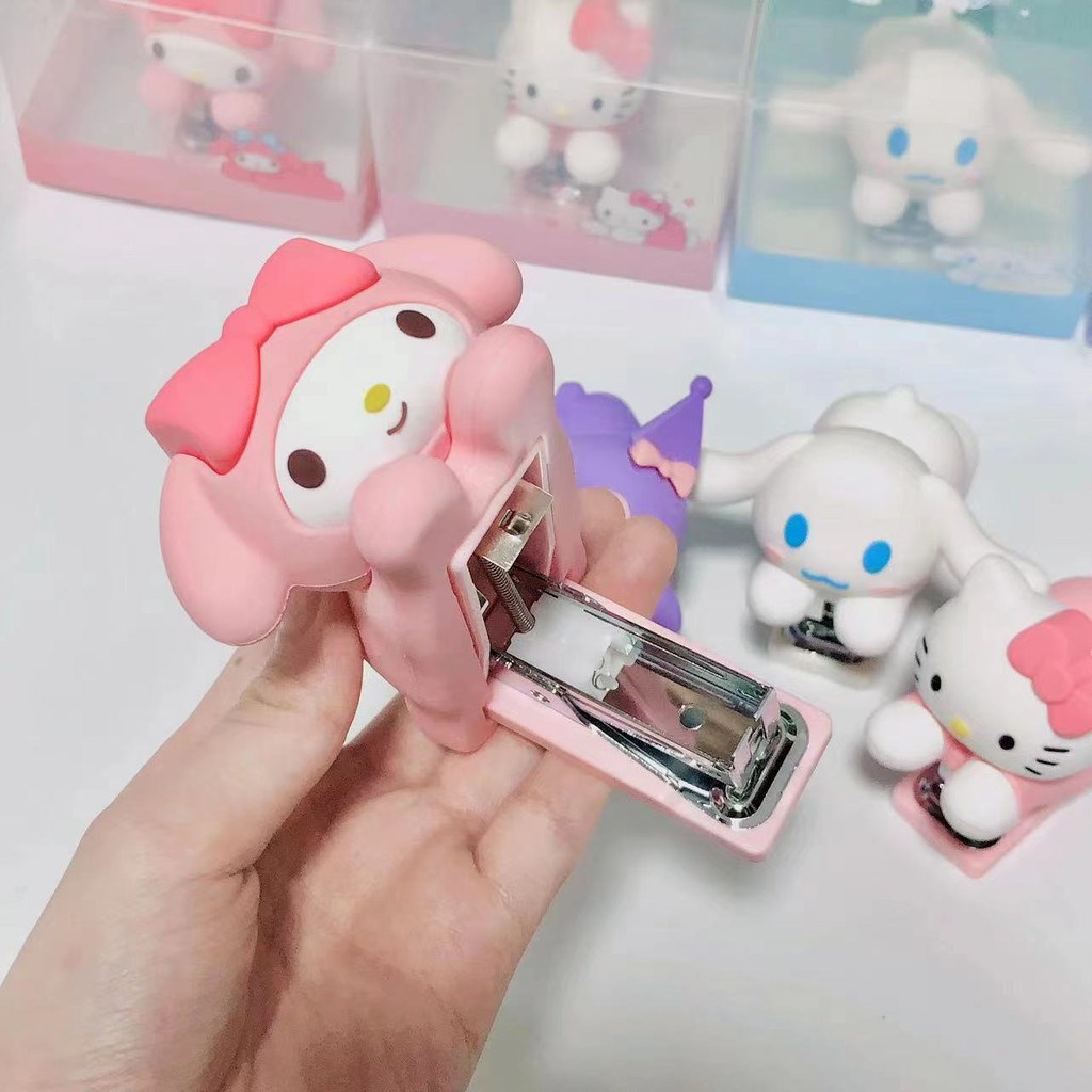 

4 Pcs Cartoon Sanrio Silicone Stapler Mini Cute Kuromi Stapler Office Portable Small Stationery Binding Machine Wholesale