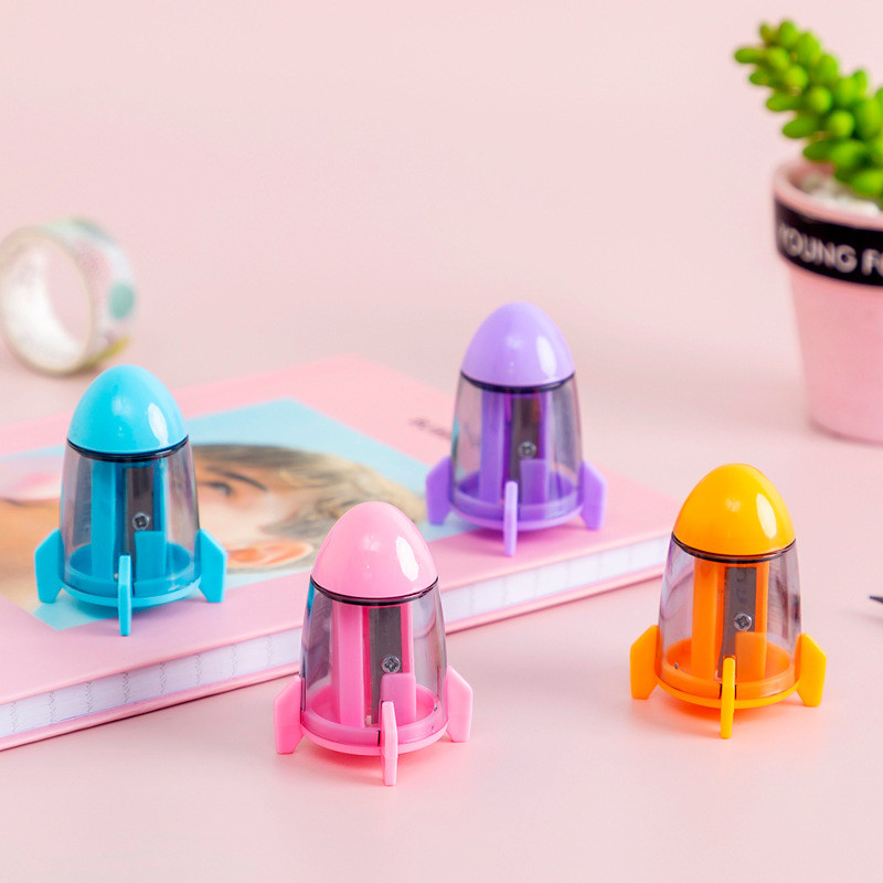 

4 Piece Cute Candy Color Rocket Shape Sharpeners Korean Stationery Novelty