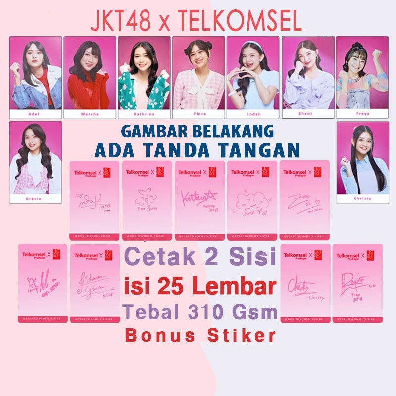 Photocard JKT48 New Photocard JKT48 X Telkomsel #kuWOTA JKT 48 ADa Tanda Tangannya 2 Sisi 1 set isi 