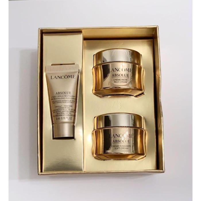 LANCOME ABSOLUE TRAVEL SIZE 3 PCS (SOFT CREAM,RICH CREAM,OLEO SERUM) PAKET GLOWING PREMIUM