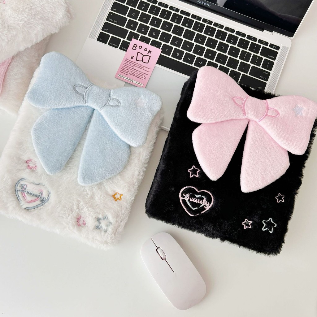 

A6 Bow Plush Binder Photocards Holder Cute Girl Ins Idol Card Kpop Photo Album Collect Loose-leaf Card Storage Cover Stationery