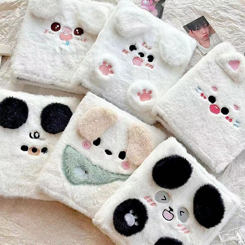 

A6 Kpop Cartoon Plush Collect Book Binder Photo Album Idol Card Holder Book Cute Girl Diary Planner Cover School Stationery