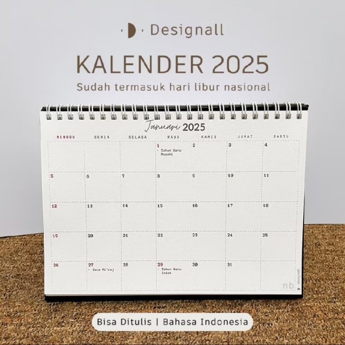 

ANDM Kalender 2025 Meja Duduk Aesthetic Spiral NB Bahasa Indonesia - Semi Glossy