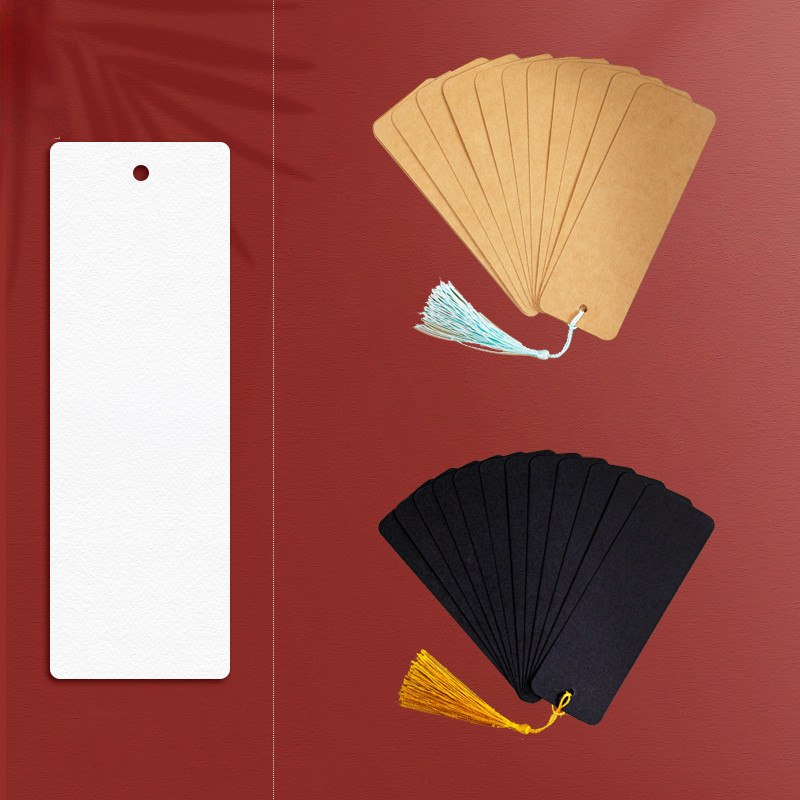 

20/25pcs Hand Drawn Bookmark Blank Card Paper BookMarks with Colorful Tassel Pendant Reading Item Creative Gift DIY for Kids
