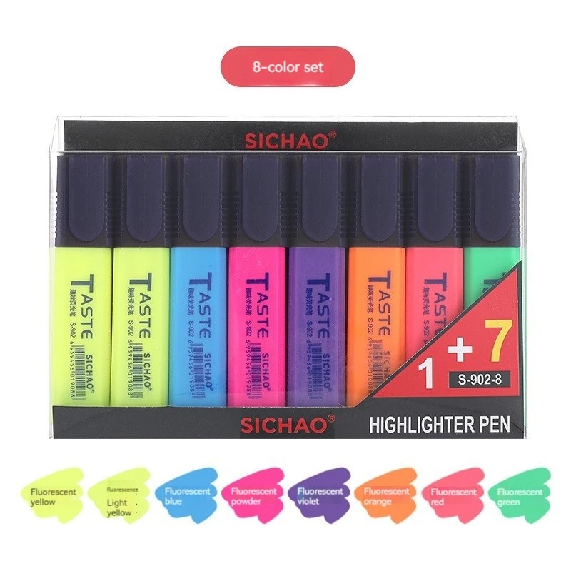 

4/8 Pcs/set Highlighter,Chisel Tip Marker Pen,4/6/8 Assorted Pastel Colors, for Extra Long Marking Performance Cute Stationery