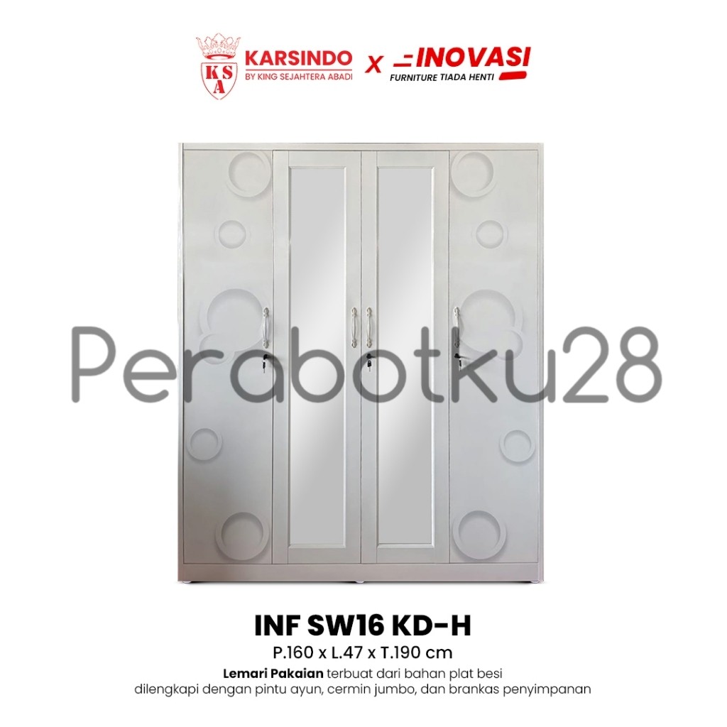 [PERABOTKU28] PROMO TERMURAH Karsindo Lemari Pakaian Besi 4 Pintu INF SW16KD H