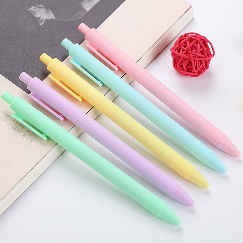 

【Dotding】Set Pena Klik Warna Pastel 6 Pena + 30 Isi Ulang Tinta Hitam Cocok untuk Sekolah P011