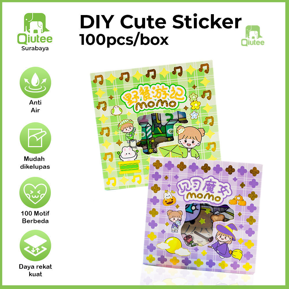 

[TERMURAH] Sticker MOMO Lucu 1 Box/Kotak isi 100pcs/Sheets 80mmx80mm