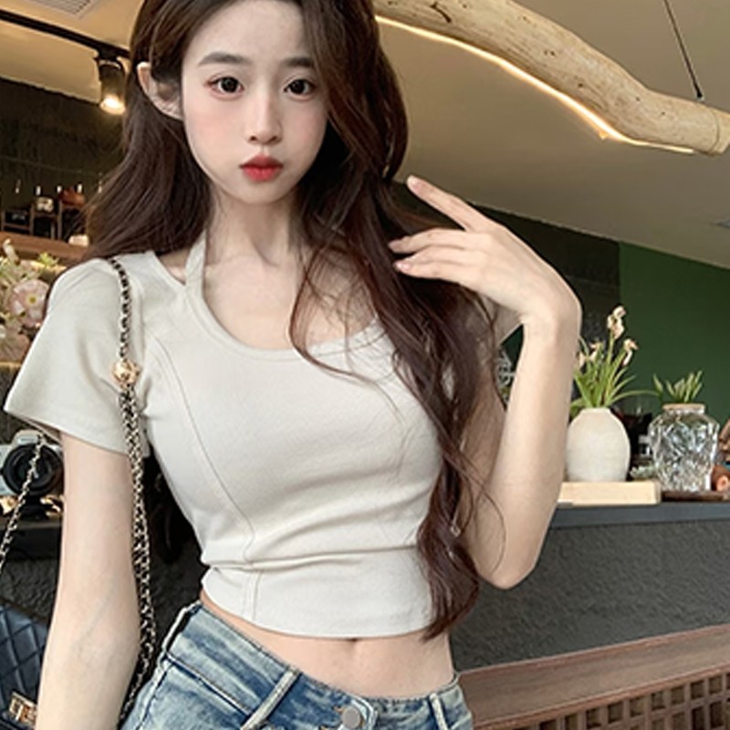 baju kaos fit body oblong polos lengan pendek halter top casual wanita premium otd atasan terbaru 20