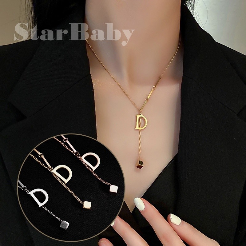 【starbaby】Kalung Wanita Kalung Liontin Huruf D yang Dipersonalisasi Kalung Liontin Hadiah Ulang Tahu