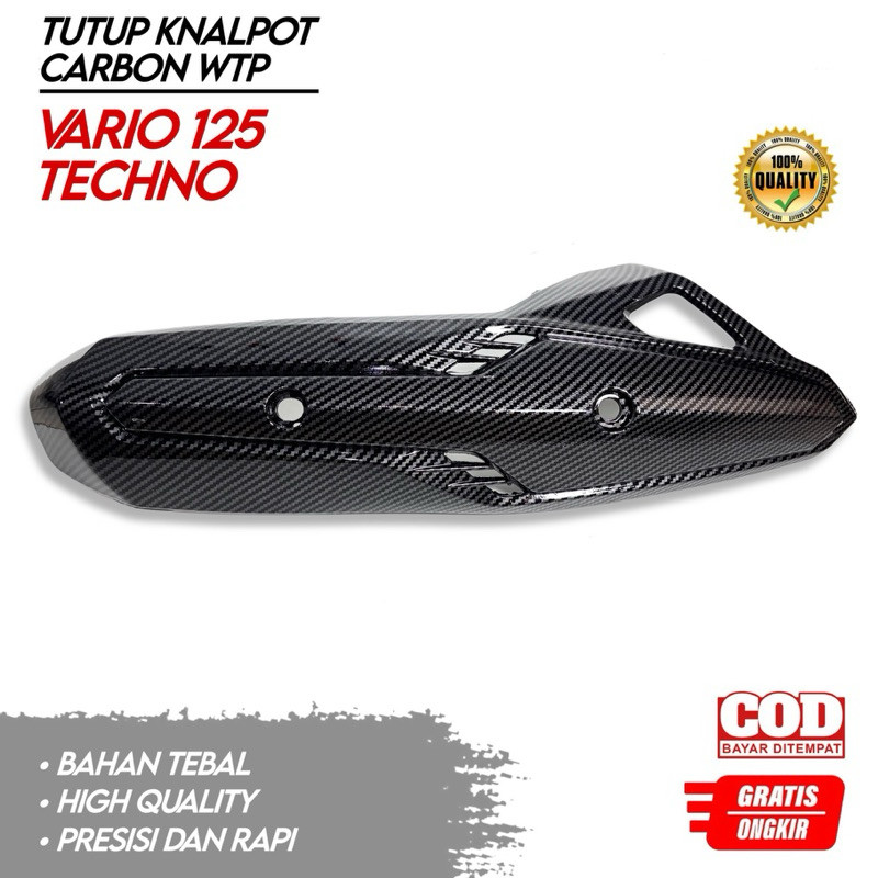 Cover Knalpot Vario 125 Carbon Glossy Gratis Baut Pemasangan Tameng Knalpot Carbon Vario 125 - Trini