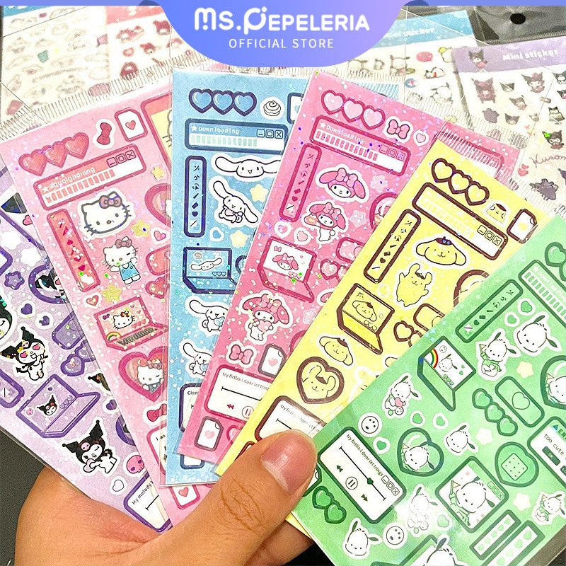 

Sanrio Laser Sticker/Sticker Aesthetic Design DIY/Steve Sparkling Cute Sanrio Stiker Kuromi cinnamoroll stiker Journal Toploader Deco Material Sticker-Ms.Pepeleria