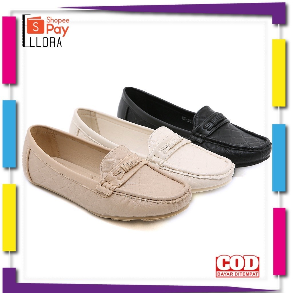 UKURAN SIZE 37 38 39 40 41 42 43 44 45 / ELLORA EZ-2650 Sepatu Flat Wanita Loafers Kerja Import