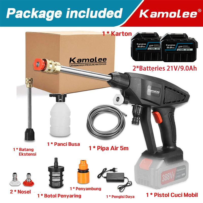 Kamolee 70bar Cordless Water Jet Includes 2x9000mAh batteries Portable Water Jet Pump High Pressure 